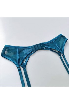 TONZN Bretelles en Dentelle ajourée Bleue pour Femmes, Boucles métalliques Florales, Porte-Jarretelles Sexy pour Bas, sous-vê