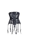 TONZN Corset pour Femme en os dacier Sexy Mince en Dentelle Noire avec Jarretelles et Collants Couleur : Noir, Taille : 5XL