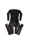 Handmade Black Mens Neck Entry Latex Catsuit with Crotch Zipper Rubber Gummi Bodysuit