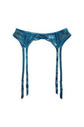 ZTTTD Blue Hollow Out Lace Floral Metal Buckles Suspense Femmes Sexy Garter Belt for Stockings Lingerie sous-vêtements Color