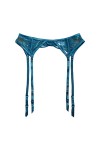 ZTTTD Blue Hollow Out Lace Floral Metal Buckles Suspense Femmes Sexy Garter Belt for Stockings Lingerie sous-vêtements Color