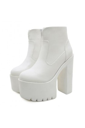 PROMI Talon Aiguille Talons Hauts Stage Thick Womens Shoes High Heeled Ankle Boots-Black||36