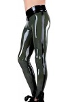 Garnitures Vertes Et Noires Leggings Sexy En Latex Avec Laçage À Rayures Sur Le Devant Pantalon Long En Caoutchouc Pantalon B