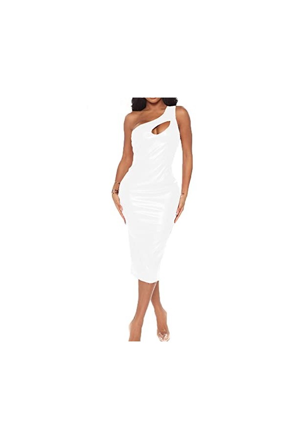 Mini robe sexy sans manches en cuir PVC avec dos ouvert et fermeture éclair dans le dos, vert clair, XXXL