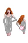 Mini robe de club érotique en similicuir PU pour femmes, robe sans manches, dos nu, sexy, mince et simple, style coréen, arge