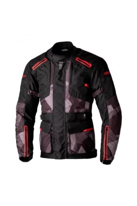RST Endurance CE Veste de moto imperméable en textile pour homme, Noir, camouflage, rouge, 46