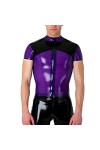 Costumes en latex zippés sur le devant de la chemise en caoutchouc Latex pour hommes,vert,XL