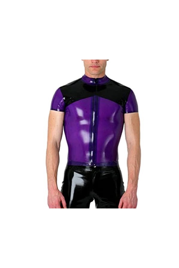 Costumes en latex zippés sur le devant de la chemise en caoutchouc Latex pour hommes,vert,XL