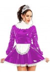 Robe en Dentelle PVC, Uniformes Lolita en Caoutchouc, Robes avec Tablier, Robe De Cosplay Sexy, Femme De Chambre,Vert Foncé,L