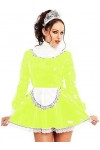 Robe en Dentelle PVC, Uniformes Lolita en Caoutchouc, Robes avec Tablier, Robe De Cosplay Sexy, Femme De Chambre,Vert Foncé,L