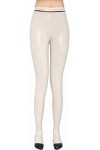 IDOBLO Long Sexy Leggings en Latex Blanc avec Pantalon en Caoutchouc Noir Pantalon Chaussettes pour Femme,Blanc Noir,XL