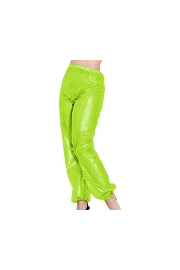IDOBLO Pantalon Latex Femme Vert Taille Haute Pantalon Lâche,Vert,XL