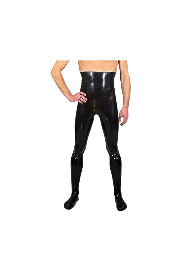 IDOBLO Leggings en Latex Sexy Taille Haute Noir avec Pieds Chaussettes Pantalons en Caoutchouc Jeans Pantalons Bas,Transparen