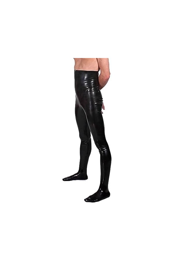 IDOBLO Leggings en Latex Sexy Taille Haute Noir avec Pieds Chaussettes Pantalons en Caoutchouc Jeans Pantalons Bas,Transparen