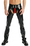 IDOBLO Pantalon Homme Sexy en Latex Costume De Pantalon Homme Fait À La Main,Noir Rouge,L