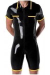 Costume De Sport Et De Loisirs À Manches Courtes Pour Hommes En Caoutchouc Latex Noir Personnaliser,Noir,L