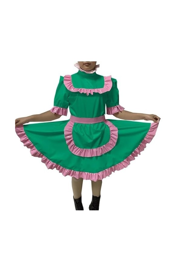 JQYTEN Adult Sexy Lockable Dress Men Cross Dressing sissy PVC Dress maid Uniform Apron Costume jumpsuits rompers Tailor-made 