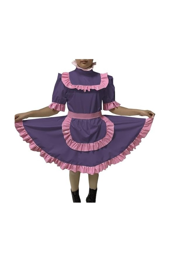 JQYTEN Adult Sexy Lockable Dress Men Cross Dressing sissy PVC Dress maid Uniform Apron Costume jumpsuits rompers Tailor-made 