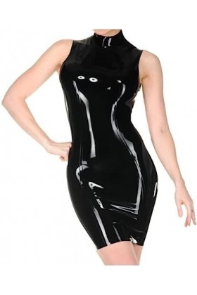 Robe En Latex Sans Manches Sexy Personnalisée,Noir,4X-Grand