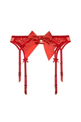 DLOETT Dentelle mignonne Big Bow Jarretière Sexy Lingerie Dentelle Jarretière Collants Accessoires Vêtements Couleur : Rosso