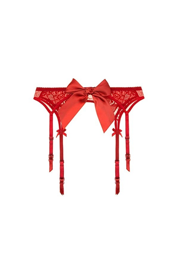 DLOETT Dentelle mignonne Big Bow Jarretière Sexy Lingerie Dentelle Jarretière Collants Accessoires Vêtements Couleur : Rosso