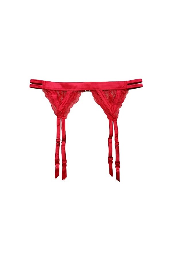 DLOETT Femmes Noir/Rouge Satin Dentelle Clips Métal Porte-jarretelles Sexy pour Bas Lingerie Sexy Sous-vêtements Cadeau coul