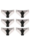 Necalisi Culotte Femme Lot de 6 Multicolore-4 Femme Dentelle pour Slips Culottes Strings Lingerie Dentelle Slips Ultra Doux C