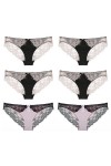 Necalisi Culotte Femme Lot de 6 Multicolore-4 Femme Dentelle pour Slips Culottes Strings Lingerie Dentelle Slips Ultra Doux C