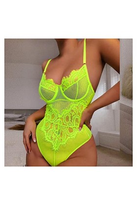 GFDFD Intimate Femmes Sexy Lingerie Sleep Heightwear Dentelle Noir Polyester One Piece Color : A, Size : XXL code 