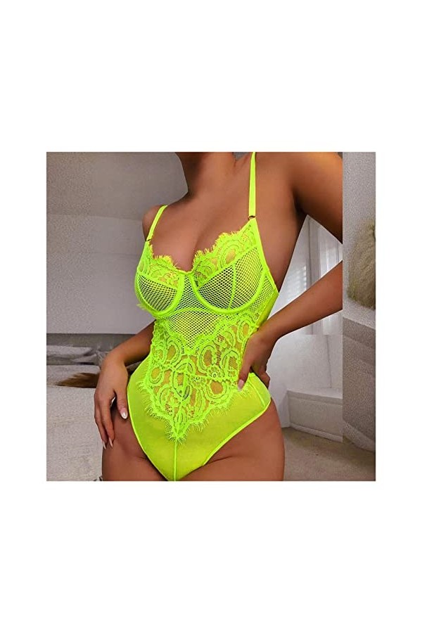 GFDFD Intimate Femmes Sexy Lingerie Sleep Heightwear Dentelle Noir Polyester One Piece Color : A, Size : XXL code 