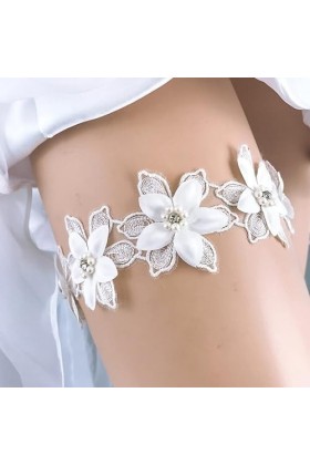JJZXD Garter élastique Lace Bridal Garter Sexy White Blow Flower Pignes avec boucles de jambe Color : White, Size : 5pcs 