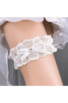 JJZXD Garter de mariage Blanc Broidery perle les jarretières à arc sexy florales Color : White, Size : 5pcs 