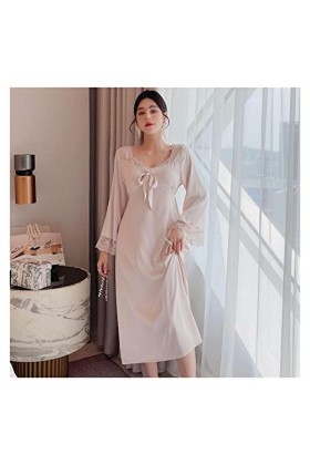 LEPSJGC Automne Satin Pajamas Nuit de nuit Femme Couverture de la dentelle Nuage de nuit Intimate Lingerie Home Knightkown C