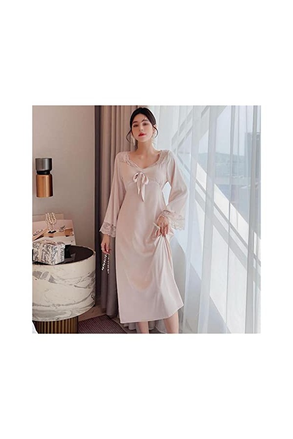 LEPSJGC Automne Satin Pajamas Nuit de nuit Femme Couverture de la dentelle Nuage de nuit Intimate Lingerie Home Knightkown C