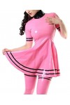 Latex Caoutchouc Rose Sexy Robe Party Cosplay, Rose, S