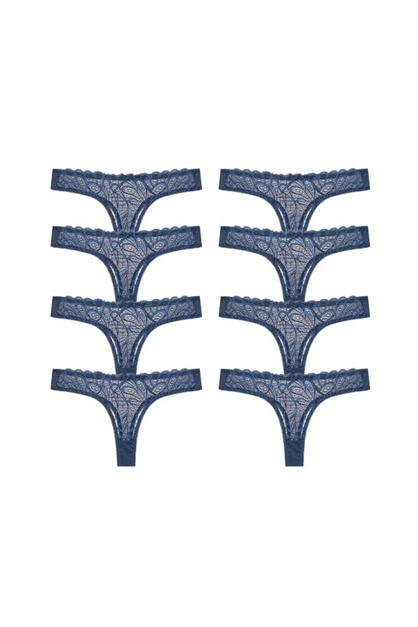 Necalisi Culotte Femme Lot de 8 Beige Culottes en Dentelle pour Femmes sous-vêtements Sexy Slips Ultra Minces String Ficelle 