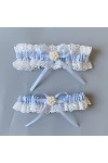 Jarretière de mariée en dentelle et perles bleues avec décoration de mariée couleur : bleu clair 2, taille : 38,1 à 58,4 cm 