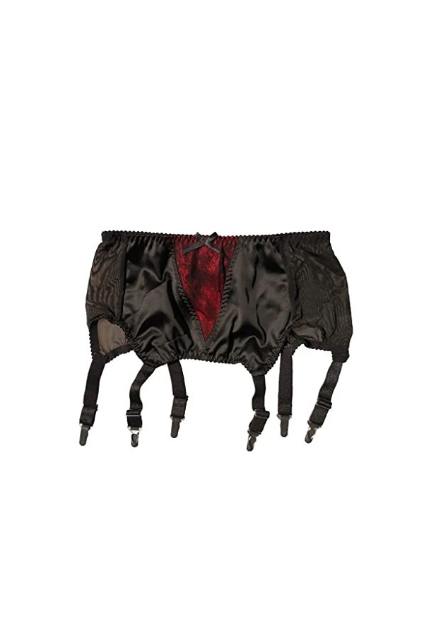 TONZN Ceinture Porte-Jarretelles Sexy avec Clips en métal pour Femme de Couleur Rouge Noir pour Bas, Lingerie Sexy, Cadeau C