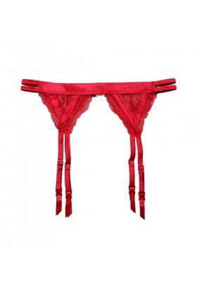 TONZN Porte-Jarretelles Sexy en Dentelle satinée Noire/Rouge pour Femme, pour Bas, Lingerie Sexy, sous-vêtements, Cadeau Cou