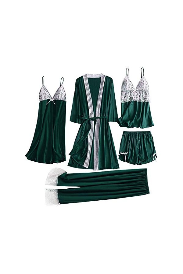 Ensemble de lingerie sexy pour femmes Ensemble de pyjama cadeau de Noël pour la Saint-Valentin en soie sexy Cami avec robe Li