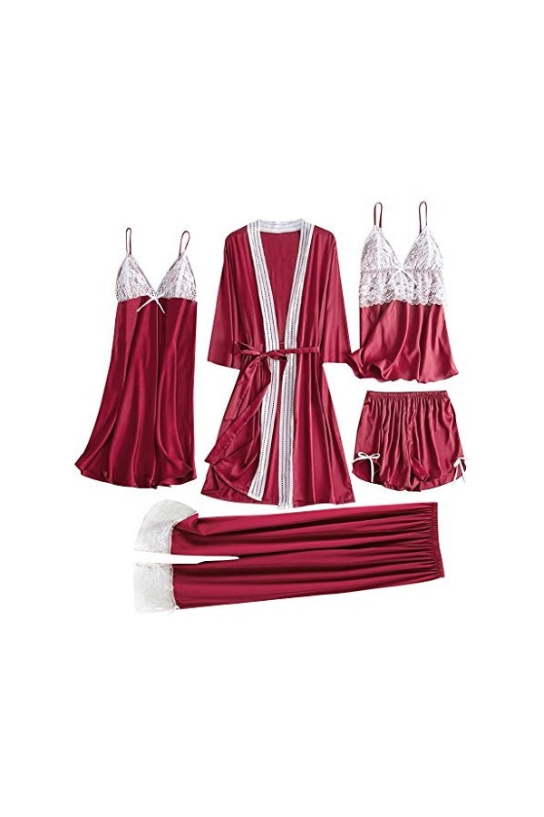 Ensemble de lingerie sexy pour femmes Ensemble de pyjama cadeau de Noël pour la Saint-Valentin en soie sexy Cami avec robe Li