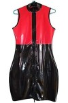 IDOBLO Latex Caoutchouc Mode Femmes Noir Et Rouge Fermeture Éclair sans Manches avec Fermeture Éclair,Couleur Personnalisée,X
