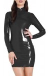 IDOBLO Robe Dété en Latex pour Femmes À Manches Longues,Noir,3XL