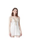 Peignoir Sexy One-Piece Pyjamas Femmes Dété Soie Satin Mince Dentelle Pyjamas Home Wear Dos Nu Sling Blanc XL 