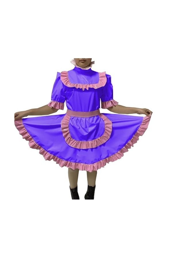 JQYTEN Adult Sexy Lockable Dress Men Cross Dressing sissy PVC Dress maid Uniform Apron Costume jumpsuits rompers Tailor-made 