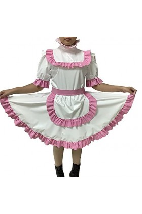 JQYTEN Adult Sexy Lockable Dress Men Cross Dressing sissy PVC Dress maid Uniform Apron Costume jumpsuits rompers Tailor-made 