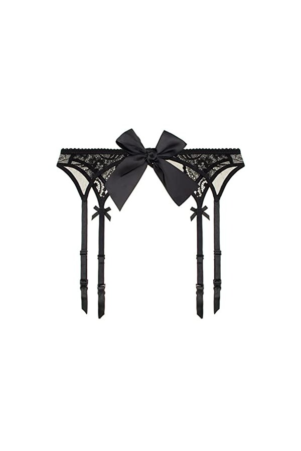 ZTTTD Mignon en Dentelle Big Bow Garter Sexy Lingerie Lace Garter Pantyhose Clothing Accessoires Color : Svart, Size : S 