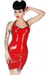 ANTIY Latex Naturel Vêtements Femmes Jupe Robe Jupe Courte Licou Cou Dos Ouvert Rouge Serré Fait À La Main Personnalisé,Coule