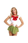 JQYTEN Anime Cosplay Costume Shiny PVC Faux Leather Short Sleeve Flared Sailor Mini Dress Halloween Clothes For Beautiful Gir