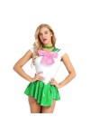 JQYTEN Anime Cosplay Costume Shiny PVC Faux Leather Short Sleeve Flared Sailor Mini Dress Halloween Clothes For Beautiful Gir